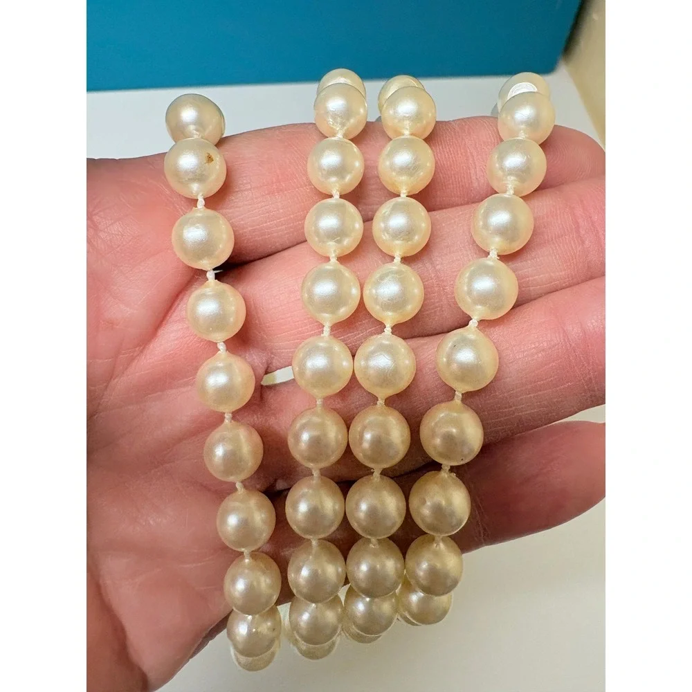 Vtg Style Faux Pearl Necklace Lot 5 Pieces White Cream Multi Strand Layered - Picture 15 of 16
